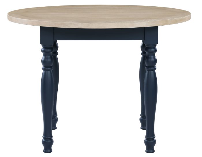Darcy 42″ Round Dinning Table & Chairs, Midnight Blue and Natural Finish