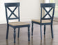 Darcy 42″ Round Dinning Table & Chairs, Midnight Blue and Natural Finish