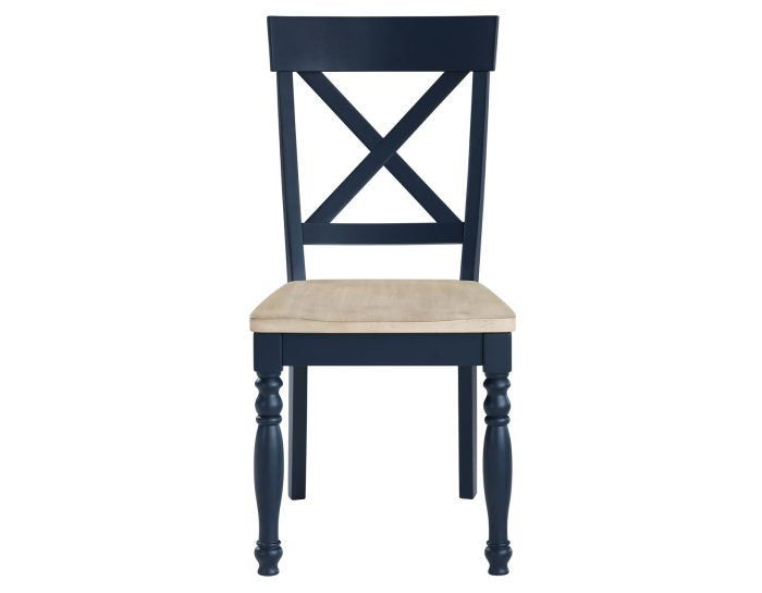 Darcy 42″ Round Dinning Table & Chairs, Midnight Blue and Natural Finish