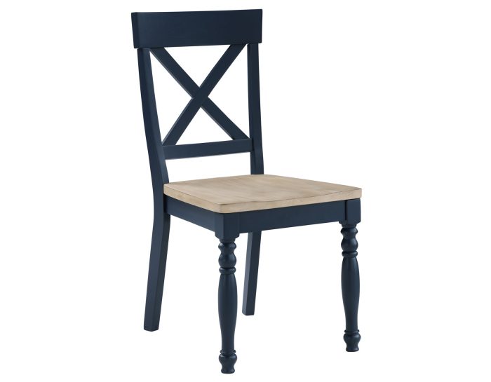 Darcy 42″ Round Dinning Table & Chairs, Midnight Blue and Natural Finish
