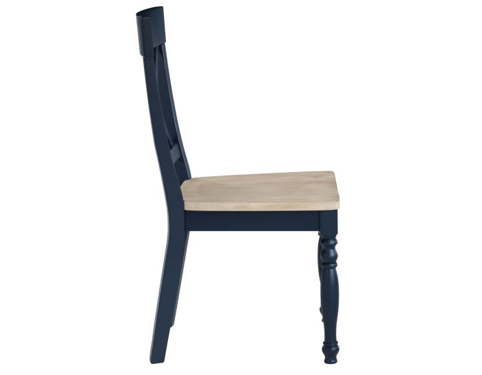 Darcy 42″ Round Dinning Table & Chairs, Midnight Blue and Natural Finish