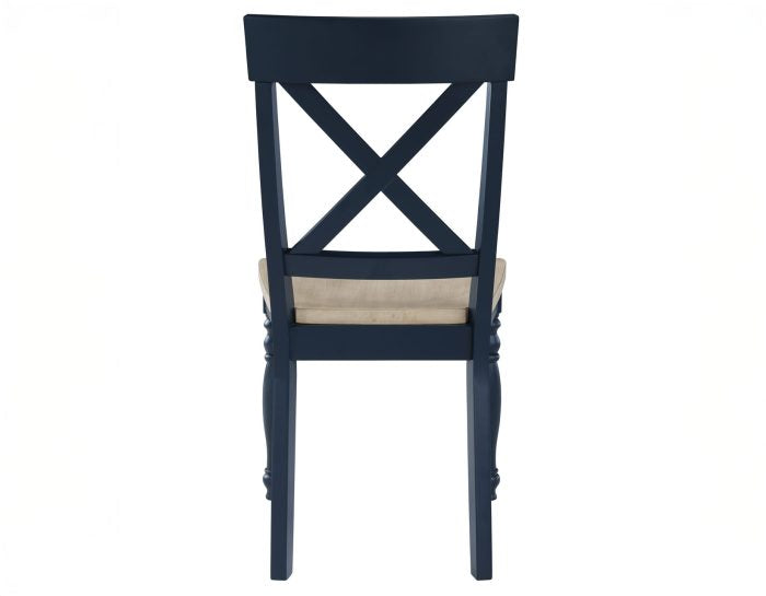 Darcy 42″ Round Dinning Table & Chairs, Midnight Blue and Natural Finish