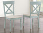 Darcy 42″ Round Dining Table & Chairs, Mint Green and Washed Linen Finish