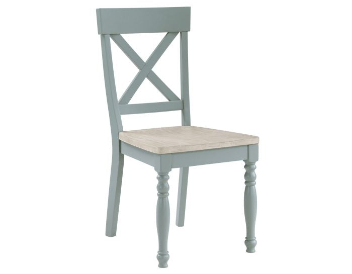 Darcy 42″ Round Dining Table & Chairs, Mint Green and Washed Linen Finish