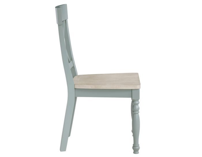 Darcy 42″ Round Dining Table & Chairs, Mint Green and Washed Linen Finish