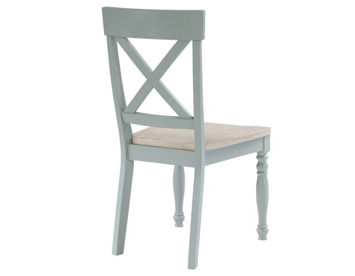 Darcy 42″ Round Dining Table & Chairs, Mint Green and Washed Linen Finish