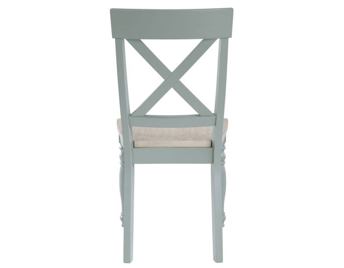 Darcy 42″ Round Dining Table & Chairs, Mint Green and Washed Linen Finish