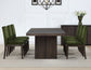 Evan 78-96-inch Table with Green Velvet Chairs