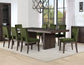 Evan 78-96-inch Table with Green Velvet Chairs