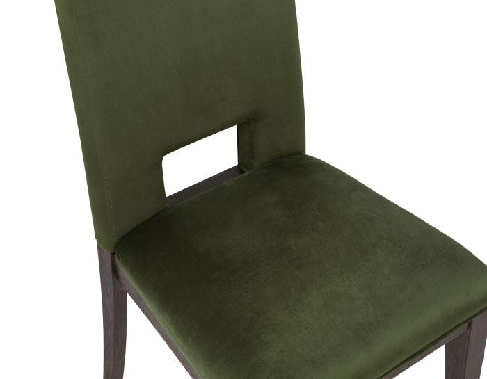Evan 78-96-inch Table with Green Velvet Chairs
