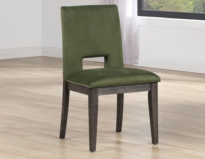 Evan 78-96-inch Table with Green Velvet Chairs