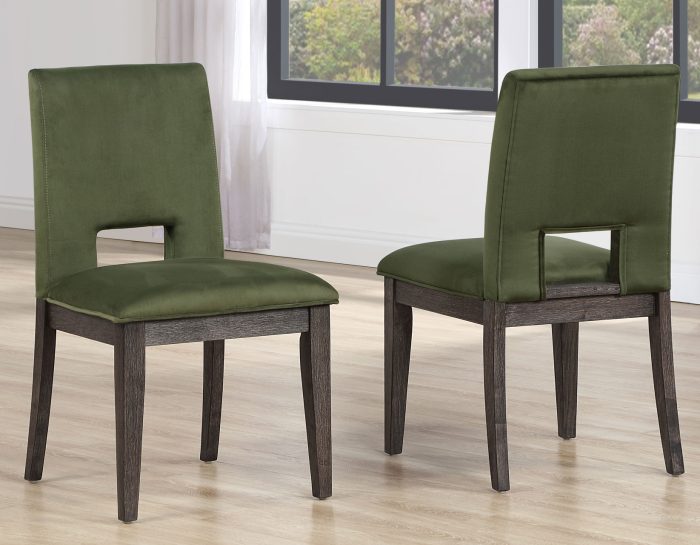 Evan 78-96-inch Table with Green Velvet Chairs