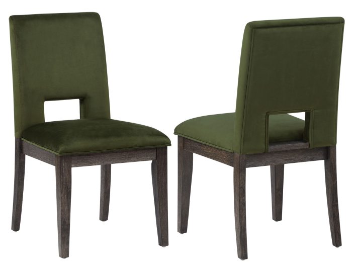 Evan 78-96-inch Table with Green Velvet Chairs
