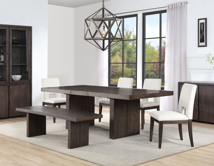 Evan 78-96-inch Dining with Eggshell Linen-Look Side Chairs