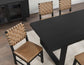 Reid Dining Table 77-95" Dining Table Top with 18" Leaf & Chairs, Black Finish with Saddle Brown Vegan Leather