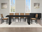 Reid Dining Table 77-95" Dining Table Top with 18" Leaf & Chairs, Black Finish with Saddle Brown Vegan Leather