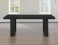Reid Dining Table 77-95" Dining Table Top with 18" Leaf & Chairs, Black Finish with Saddle Brown Vegan Leather