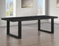 Reid Dining Table 77-95" Dining Table Top with 18" Leaf & Chairs, Black Finish with Saddle Brown Vegan Leather