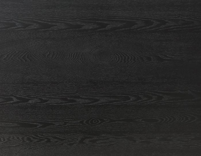 Reid Dining Table 77-95" Dining Table Top with 18" Leaf & Chairs, Black Finish with Saddle Brown Vegan Leather