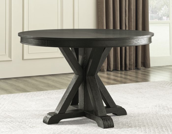 Rylie Game Dining Table & Chairs, Black Finish (48-inch Round Table Top)
