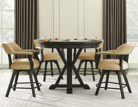 Rylie Counter Table & Chairs, Black Finish