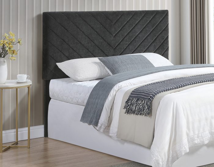Tara Queen/Full Chevron Dark Gray Headboard