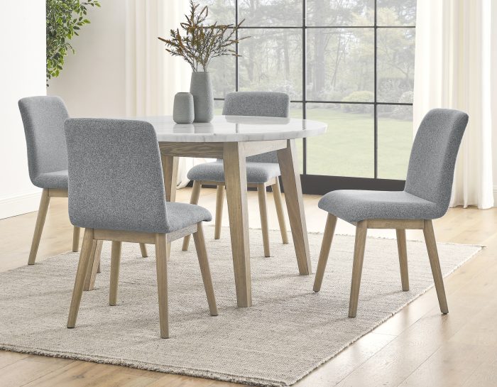 Vida 48″ Round White Marble Dining Table & Chairs