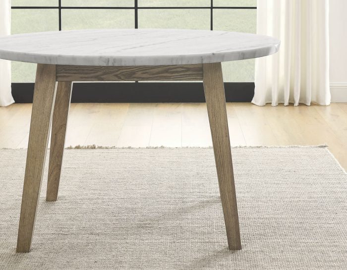 Vida 48″ Round White Marble Dining Table & Chairs