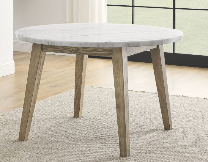 Vida 48″ Round White Marble Dining Table & Chairs