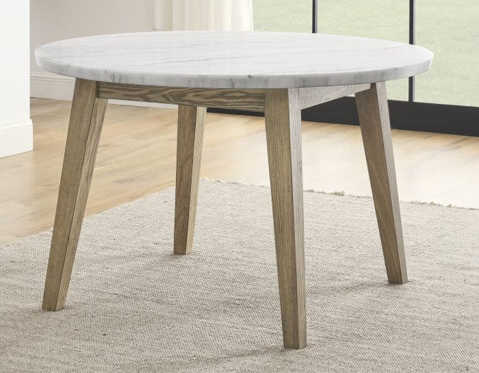 Vida 48″ Round White Marble Dining Table & Chairs