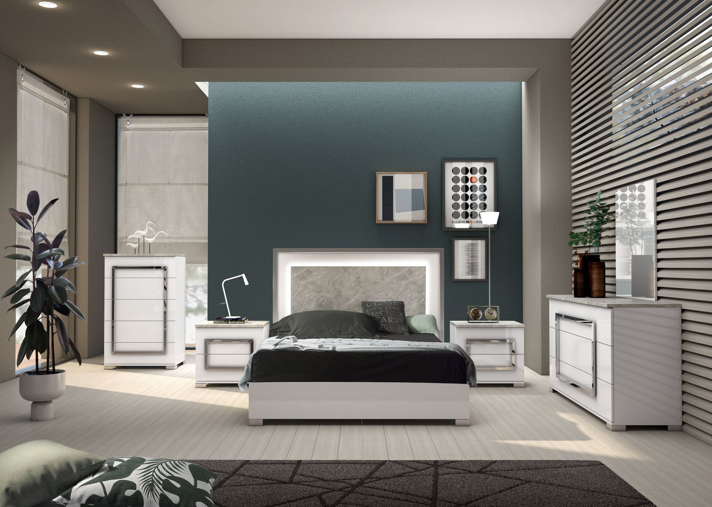 Zara Queen Bed-King Bed-Dresser-Mirror-Chest-Nightstands