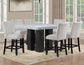 Artemis 5-piece 54″ Square Gray Marble Counter Table with  Gray Chenille Counter Chairs
