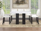 Artemis 54″ Square White Marble Counter Table with  Artemis White Vegan Leather Counter Chairs