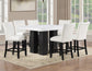 Artemis 54″ Square White Marble Counter Table with  Artemis White Vegan Leather Counter Chairs