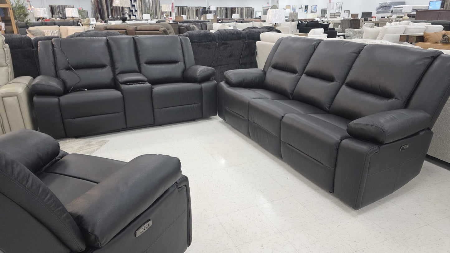 KMO Leather/Match Reclining Sofa-Loveseat-Chair
