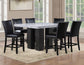 Artemis 54″ Square Gray Marble Counter Table with  Artemis Black Vegan Leather Counter Chairs