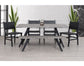 Rustic Dining Table, Bench in Acacia Wood with Metal Legs & Leather Chairs