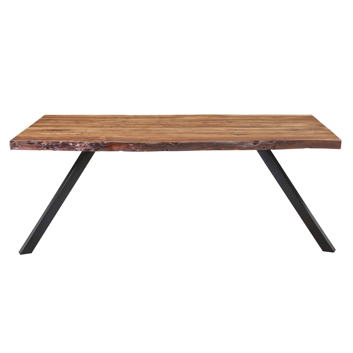 Reese Live Edge Solid Wood Metal Leg Dining Bench In Natural Acacia