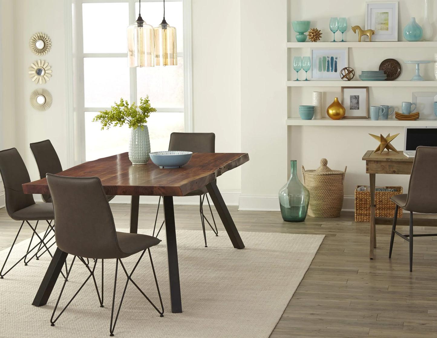 Reese Live Edge Solid Wood Metal Leg Dining Bench In Natural Acacia